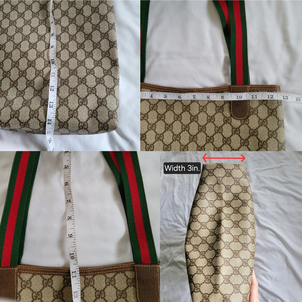 Vintage Gucci Sherry Line GG Brown/Beige PVC and Leather Tote/Shoulder Bag - Picture 15 of 16